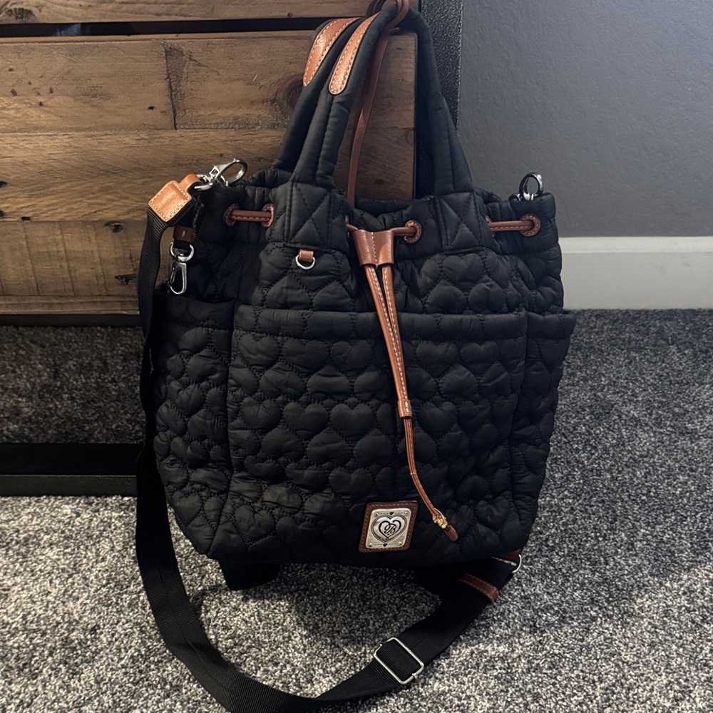 Brighton Black Quilted Bag with Tan Details